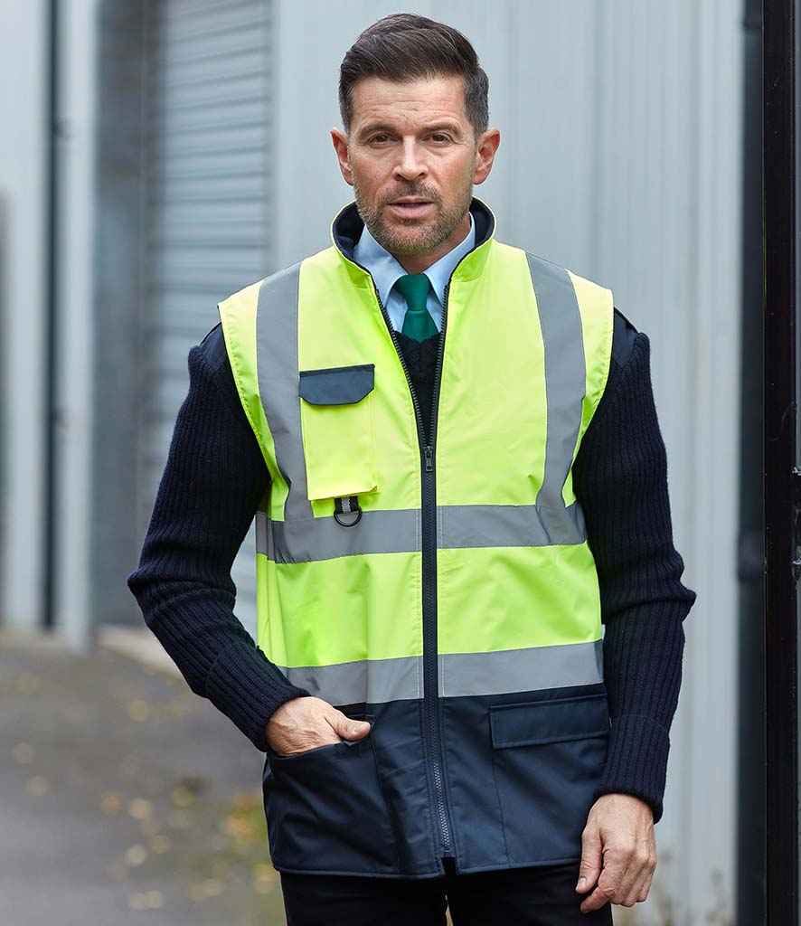 Yoko Two Tone Bodywarmer in Yellow Navy by Yoko — Custom branded clothing by Print Press, featuring premium embroidery produced in our specialist print lab in the UK.