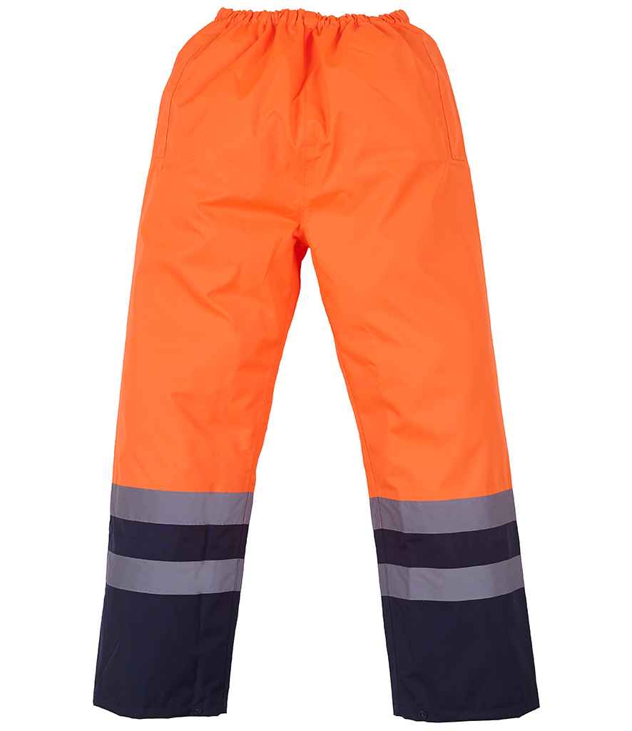 Yoko Hi-Vis Two Tone Waterproof Overtrousers in by Yoko — Custom branded clothing by Print Press, featuring premium embroidery produced in our specialist print lab in the UK.