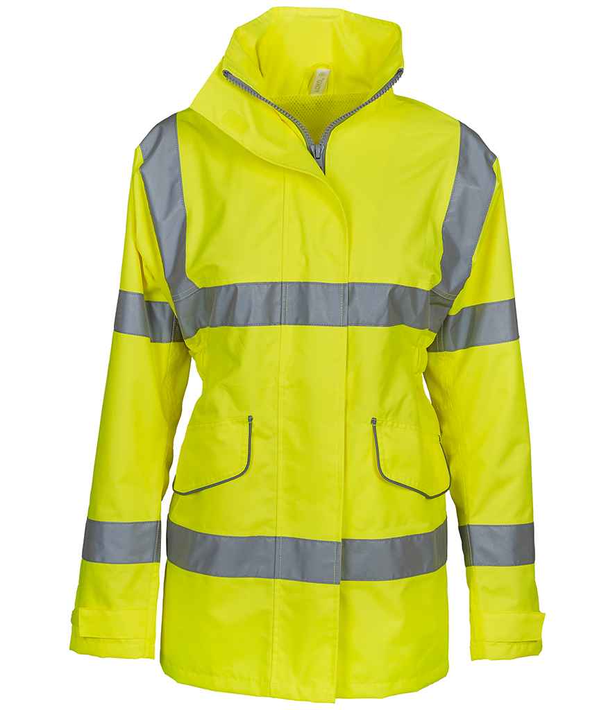 Yoko Ladies Hi-Vis Executive Jacket in by Yoko — Custom branded clothing by Print Press, featuring premium embroidery produced in our specialist print lab in the UK.