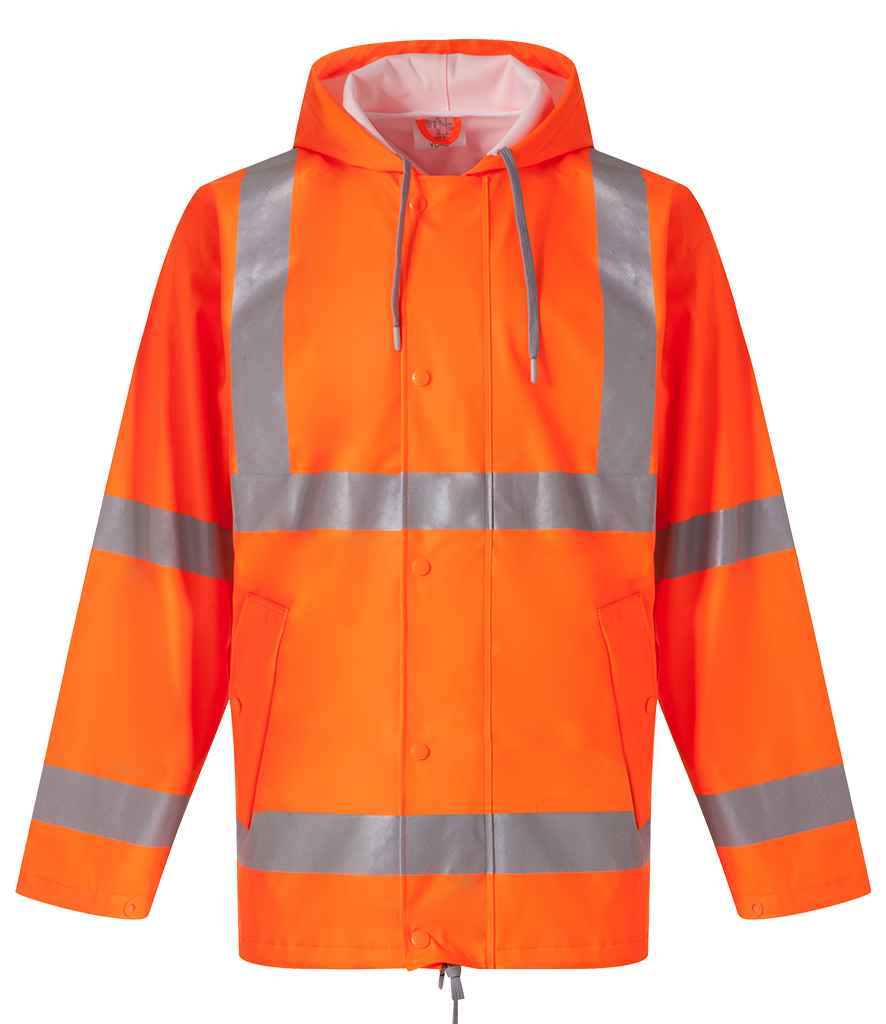Yoko Hi-Vis Flex U-Dry Jacket in Orange by Yoko — Custom branded clothing by Print Press, featuring premium embroidery produced in our specialist print lab in the UK.