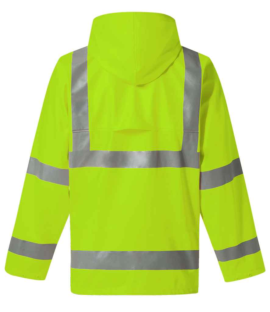 Yoko Hi-Vis Flex U-Dry Jacket in by Yoko — Custom branded clothing by Print Press, featuring premium embroidery produced in our specialist print lab in the UK.