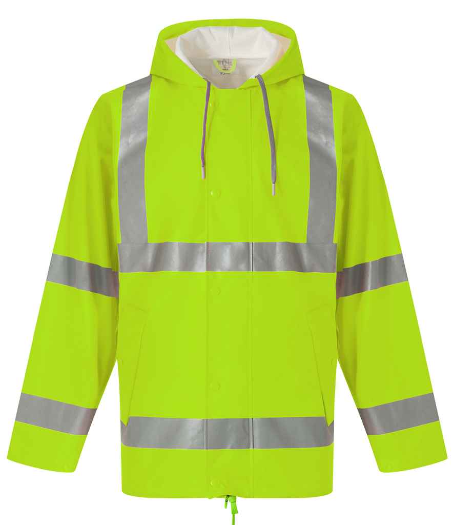 Yoko Hi-Vis Flex U-Dry Jacket in by Yoko — Custom branded clothing by Print Press, featuring premium embroidery produced in our specialist print lab in the UK.