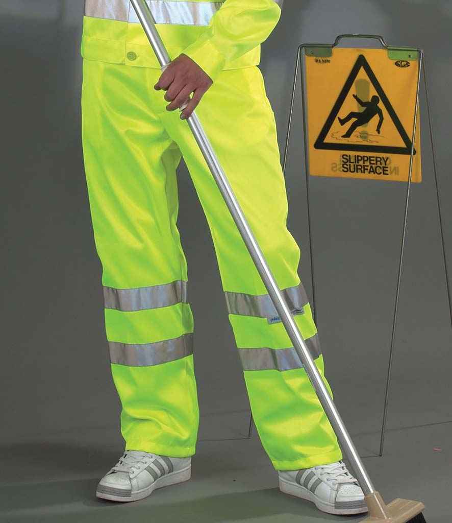 Yoko Hi-Vis Poly/Cotton Work Trousers in Yellow by Yoko — Custom branded clothing by Print Press, featuring premium embroidery produced in our specialist print lab in the UK.