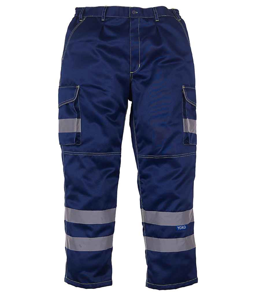 Yoko Hi-Vis Cargo Trousers with Knee Pad Pockets in by Yoko — Custom branded clothing by Print Press, featuring premium embroidery produced in our specialist print lab in the UK.