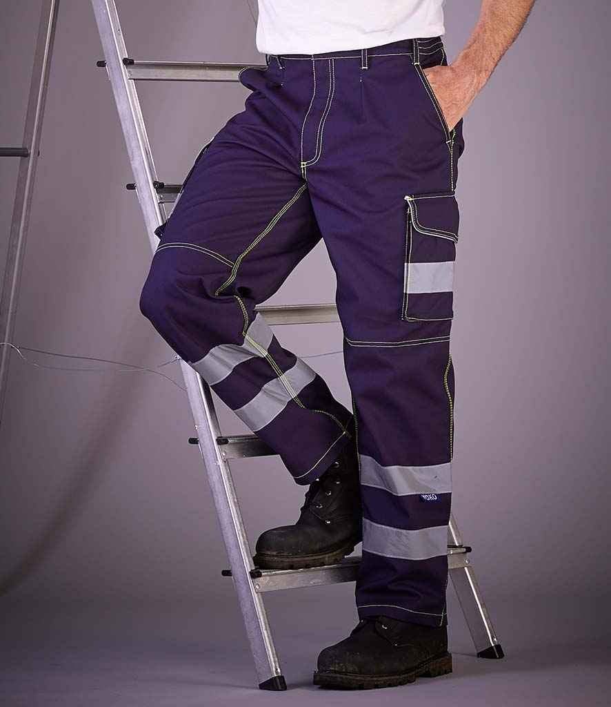 Yoko Hi-Vis Cargo Trousers with Knee Pad Pockets in by Yoko — Custom branded clothing by Print Press, featuring premium embroidery produced in our specialist print lab in the UK.