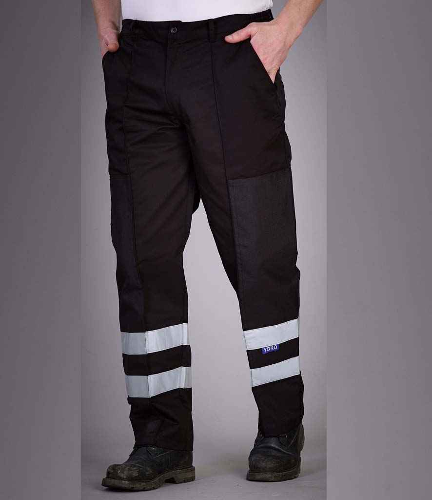 Yoko Reflective Poly/Cotton Ballistic Trousers in Black by Yoko — Custom branded clothing by Print Press, featuring premium embroidery produced in our specialist print lab in the UK.
