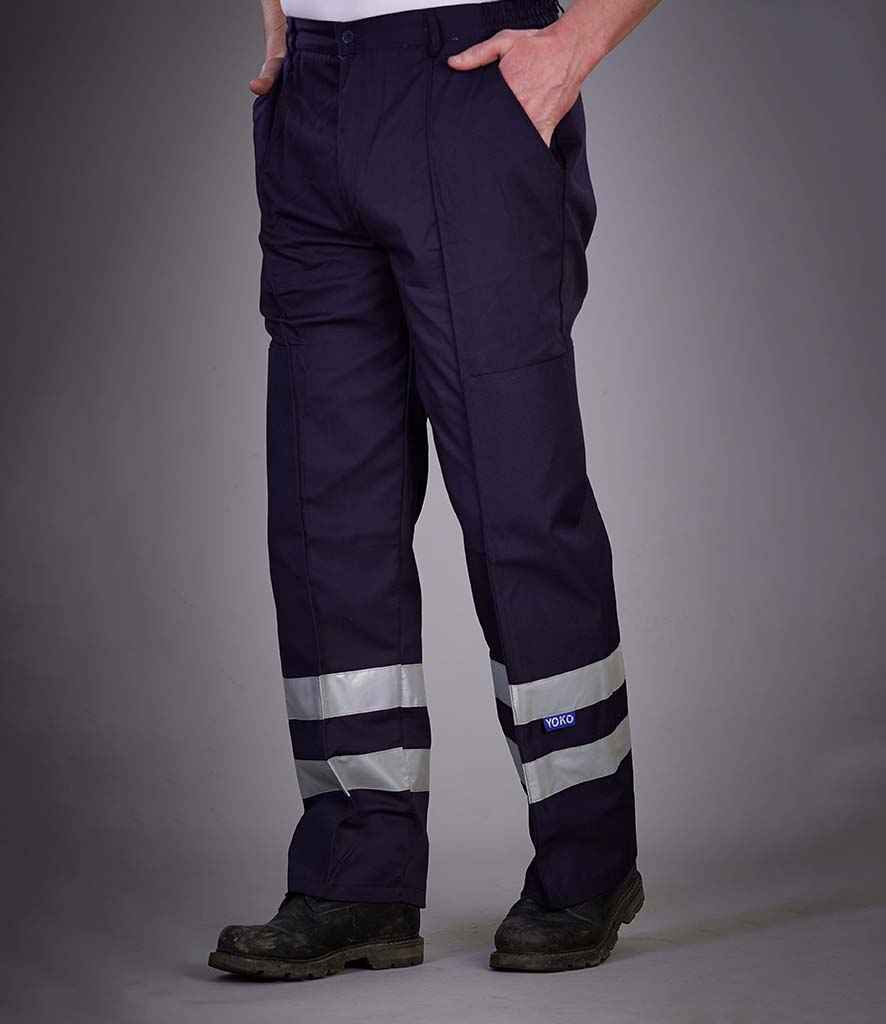 Yoko Reflective Poly/Cotton Ballistic Trousers in Navy by Yoko — Custom branded clothing by Print Press, featuring premium embroidery produced in our specialist print lab in the UK.